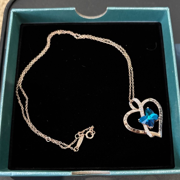 Old Rubin blue stone butterfly necklace - Picture 1 of 7